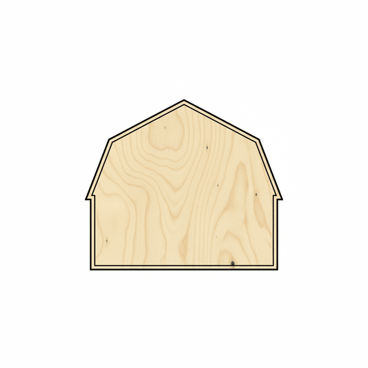 Wood Barn Shape – 46" Baltic Birch Plywood | Farmhouse Decor Blank Door Hanger Wooden Cutout Cut Outs - Unfinished - NameSigns.com