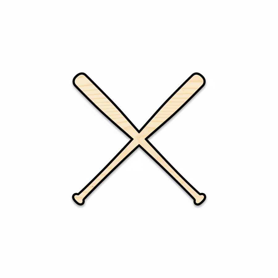 Wood Baseball Bats Silhouette - Craft - Blank Door Hanger Wooden Cutout Cut Outs - Unfinished - NameSigns.com