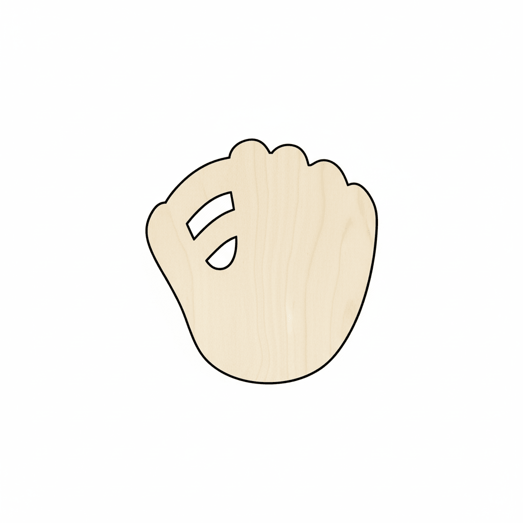 Wood Baseball Mitt – Handmade Wooden Baseball Cutout for Kids Room Decor Blank Door Hanger Wooden Cutout Cut Outs - Unfinished - NameSigns.com
