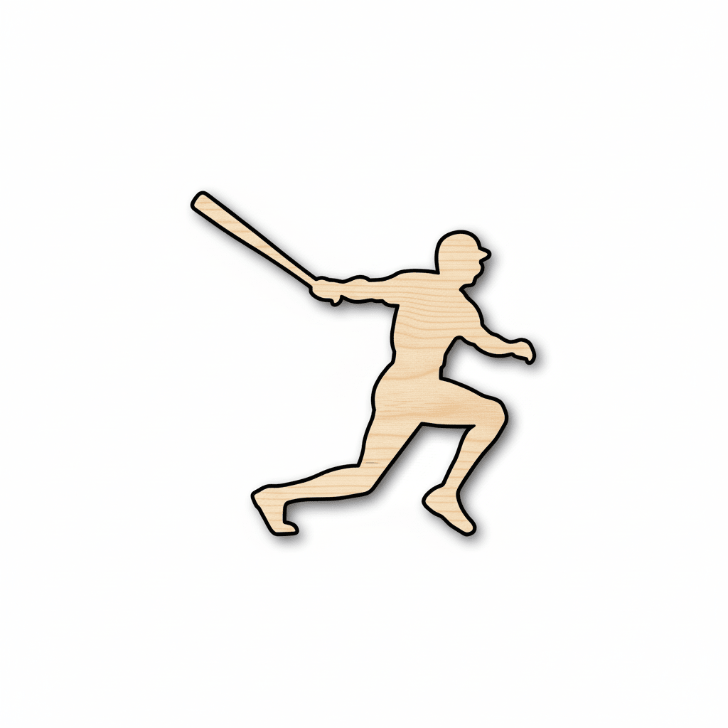 Wood Baseball Player – Laser Cut Wood Craft Shapes on Baltic Birch Plywood Blank Door Hanger Wooden Cutout Cut Outs - Unfinished - NameSigns.com