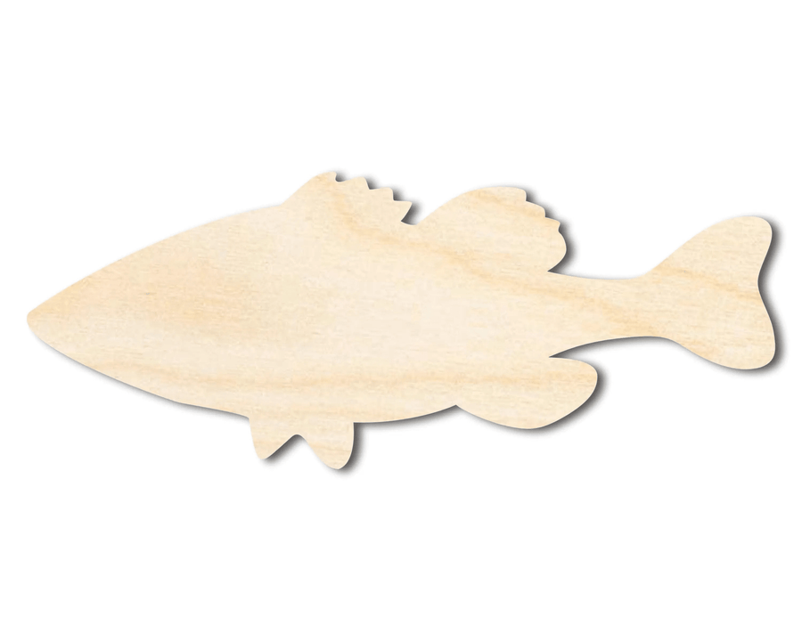 Wood Bass – DIY Wooden Bass Silhouette Cutout Craft Project Blank Door Hanger Wooden Cutout Cut Outs - Unfinished - NameSigns.com