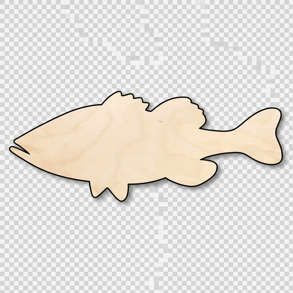 Wood Bass Silhouette | DIY Wood Craft Shapes Up to 46" | Handmade Art Blank Door Hanger Wooden Cutout Cut Outs - Unfinished - NameSigns.com