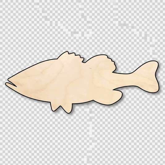 Wood Bass Silhouette | DIY Wood Craft Shapes Up to 46" | Handmade Art Blank Door Hanger Wooden Cutout Cut Outs - Unfinished - NameSigns.com