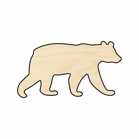 Wood Bear – Black Bear Cutout Wooden Animal Shape for DIY Crafts 46" Blank Door Hanger Wooden Cutout Cut Outs - Unfinished - NameSigns.com