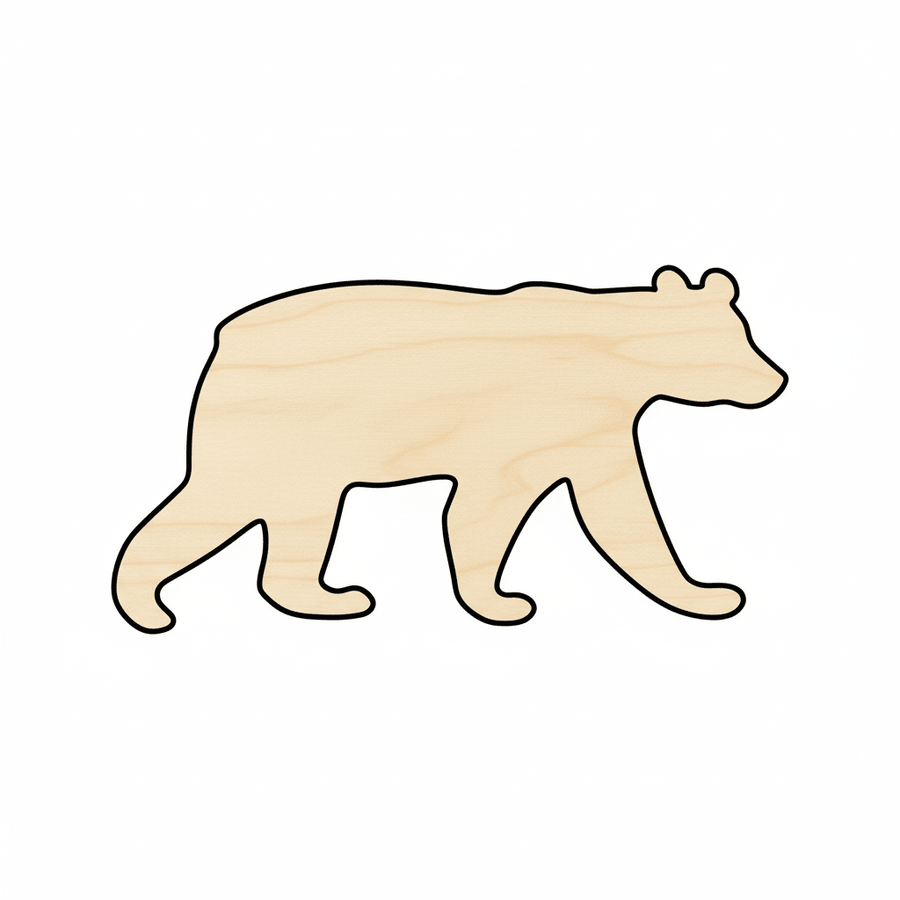 Wood Bear – Black Bear Cutout Wooden Animal Shape for DIY Crafts 46" Blank Door Hanger Wooden Cutout Cut Outs - Unfinished - NameSigns.com