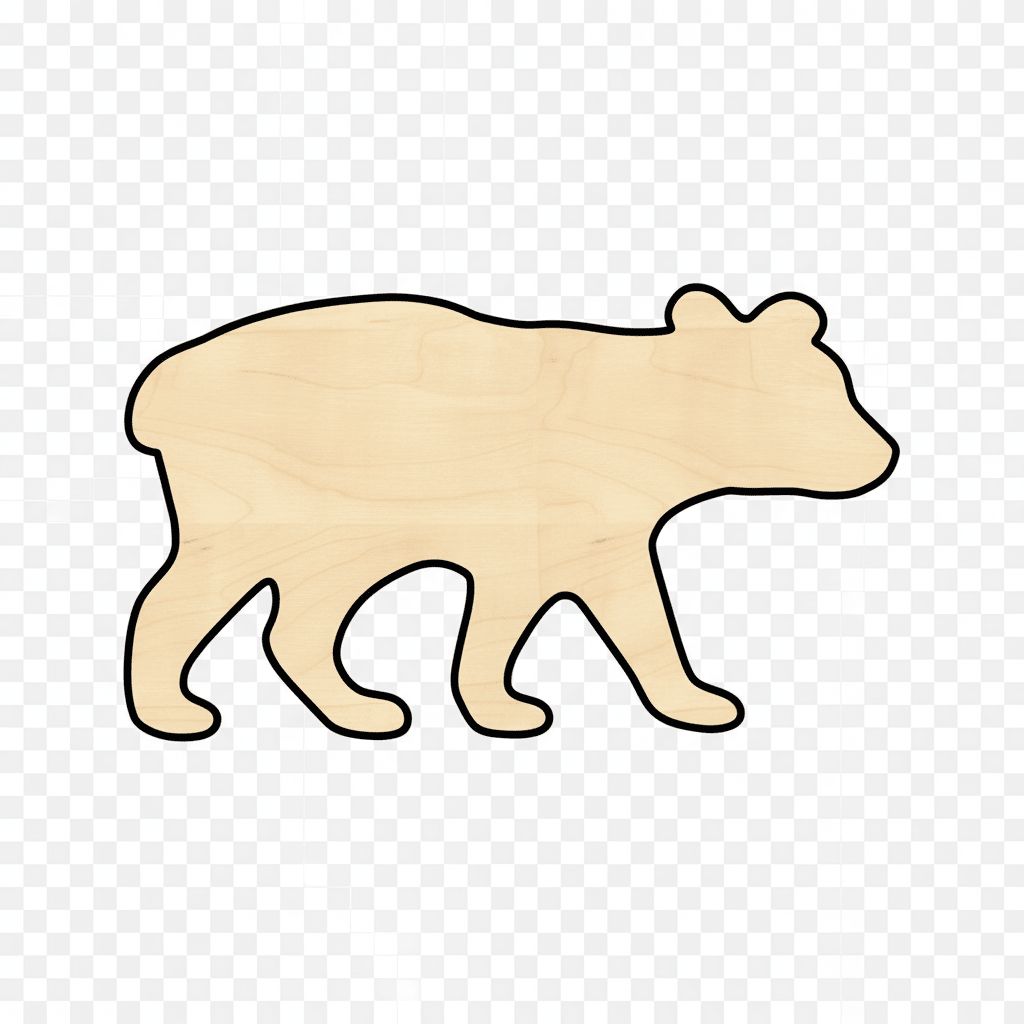 Wood Bear Cub – Paintable Wooden Animal Shape for DIY Crafts Blank Door Hanger Wooden Cutout Cut Outs - Unfinished - NameSigns.com