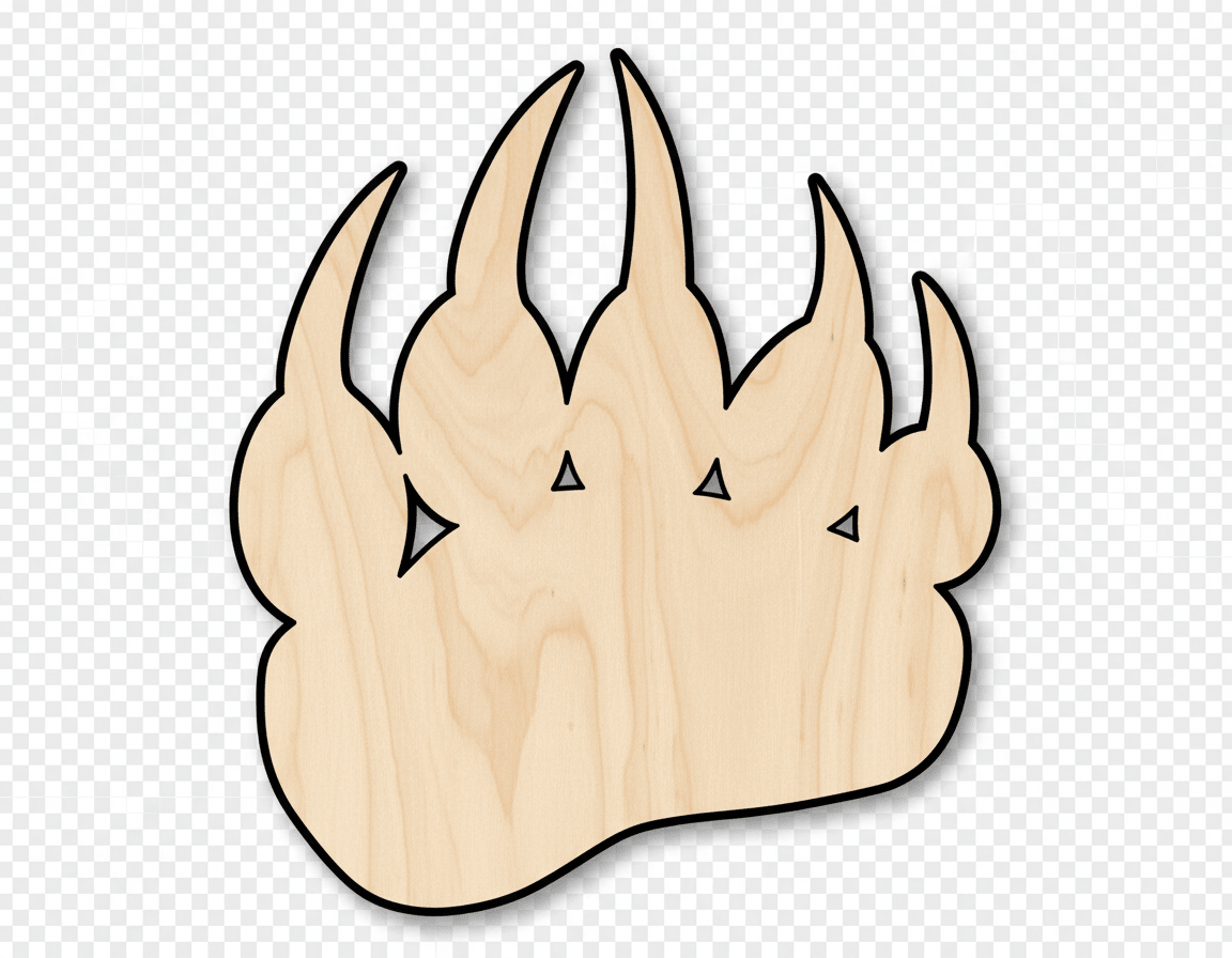 Wood Bear Paw - Rustic Wildlife Wood Craft Natural Cutout 46" Blank Door Hanger Wooden Cutout Cut Outs - Unfinished - NameSigns.com