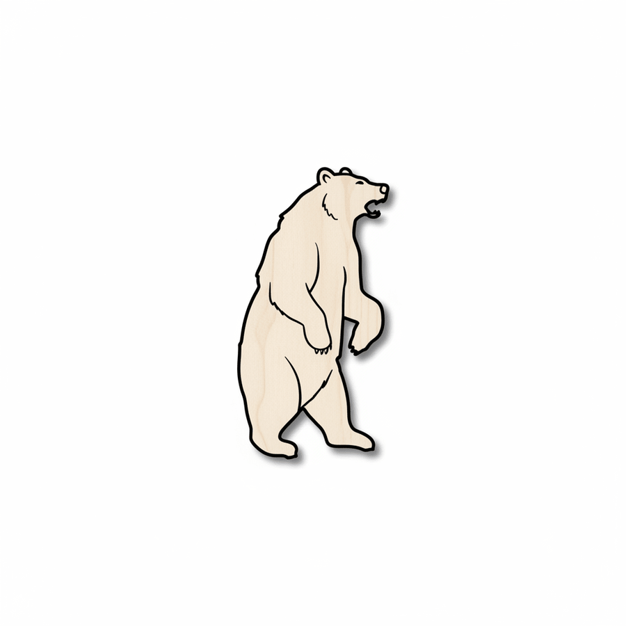 Wood Bear Silhouette | Baltic Birch Plywood Craft Shapes Up to 46" Blank Door Hanger Wooden Cutout Cut Outs - Unfinished - NameSigns.com