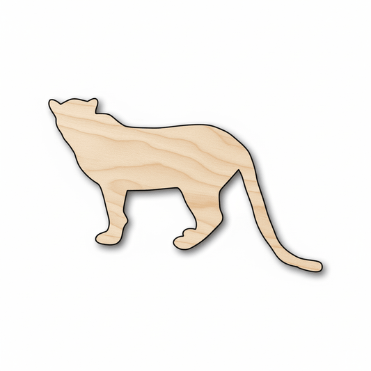 Wood Big Cat Laser Cut Plywood - Leopard, Cheetah & Lion Shapes Blank Door Hanger Wooden Cutout Cut Outs - Unfinished - NameSigns.com