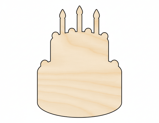 Wood Birthday Cake Shape DIY Craft Cutout Up to 36" Blank Door Hanger Wooden Cutout Cut Outs - Unfinished - NameSigns.com