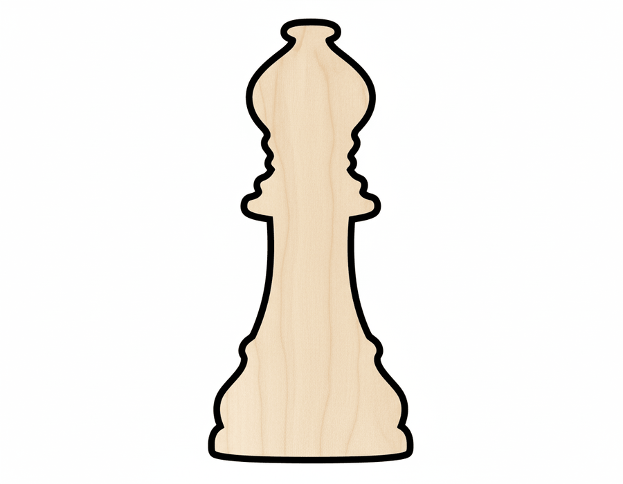 Wood Bishop Chess Piece Shape DIY Craft Cutout Blank Door Hanger Wooden Cutout Cut Outs - Unfinished - NameSigns.com