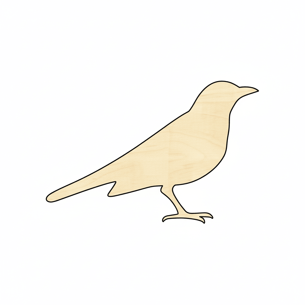 Wood Blackbird – Natural Wood Bird Shape | DIY Craft Supplies Blank Door Hanger Wooden Cutout Cut Outs - Unfinished - NameSigns.com