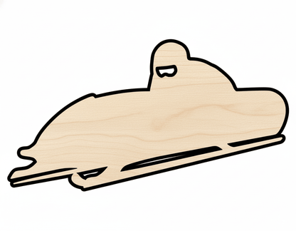 Wood Bobsled Shape DIY Craft Cutout Blank Door Hanger Wooden Cutout Cut Outs - Unfinished - NameSigns.com