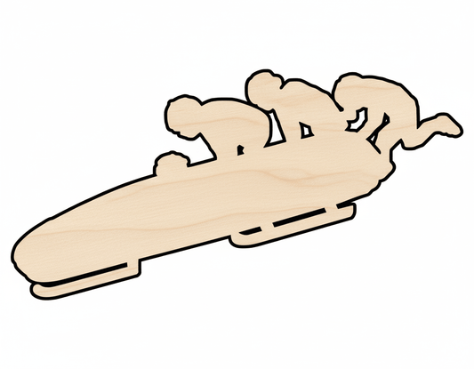 Wood Bobsled Team Shape DIY Craft Cutout Blank Door Hanger Wooden Cutout Cut Outs - Unfinished - NameSigns.com