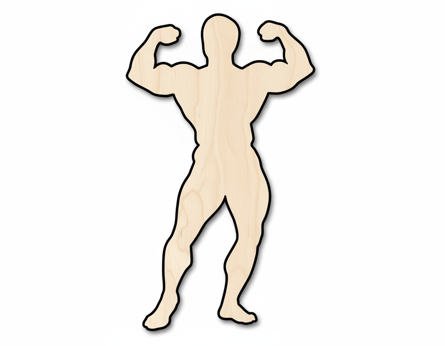 Wood Body Builder Shape DIY Craft Cutout Blank Door Hanger Wooden Cutout Cut Outs - Unfinished - NameSigns.com