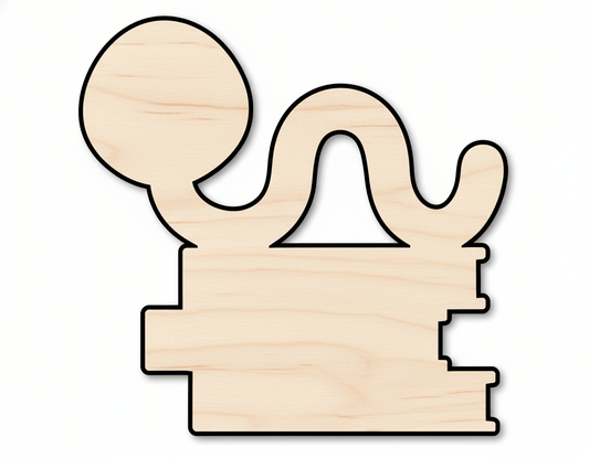 Wood Bookworm Shape DIY Craft Cutout Blank Door Hanger Wooden Cutout Cut Outs - Unfinished - NameSigns.com