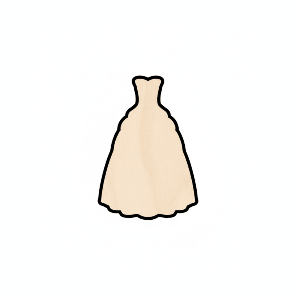 Wood Bride Gown Shape - Wood Crafts | DIY Wedding Decor Cutouts Blank Door Hanger Wooden Cutout Cut Outs - Unfinished - NameSigns.com