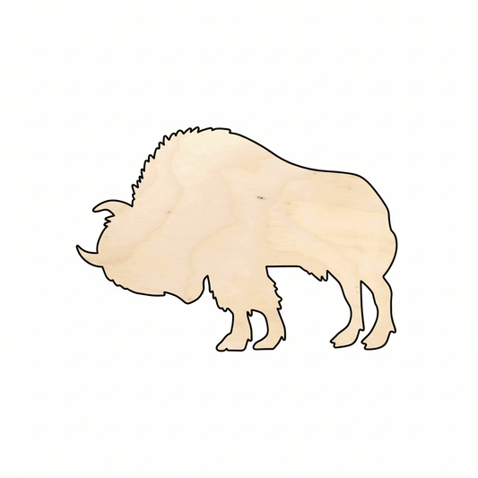 Wood Buffalo | Bison Silhouette Decor - DIY Wood Craft Shapes 46" Blank Door Hanger Wooden Cutout Cut Outs - Unfinished - NameSigns.com