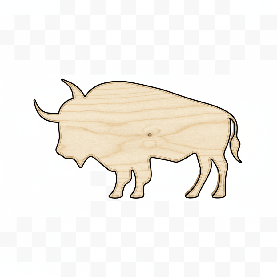 Wood Buffalo - Wooden Bison Shape | DIY Animal Craft Up To 46" Blank Door Hanger Wooden Cutout Cut Outs - Unfinished - NameSigns.com