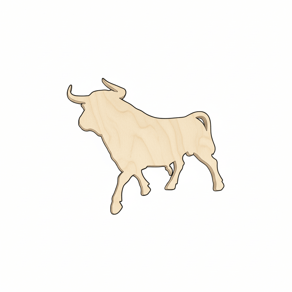 Wood Bull - Baltic Birch Plywood Craft Project Supplies & DIY Shapes Blank Door Hanger Wooden Cutout Cut Outs - Unfinished - NameSigns.com