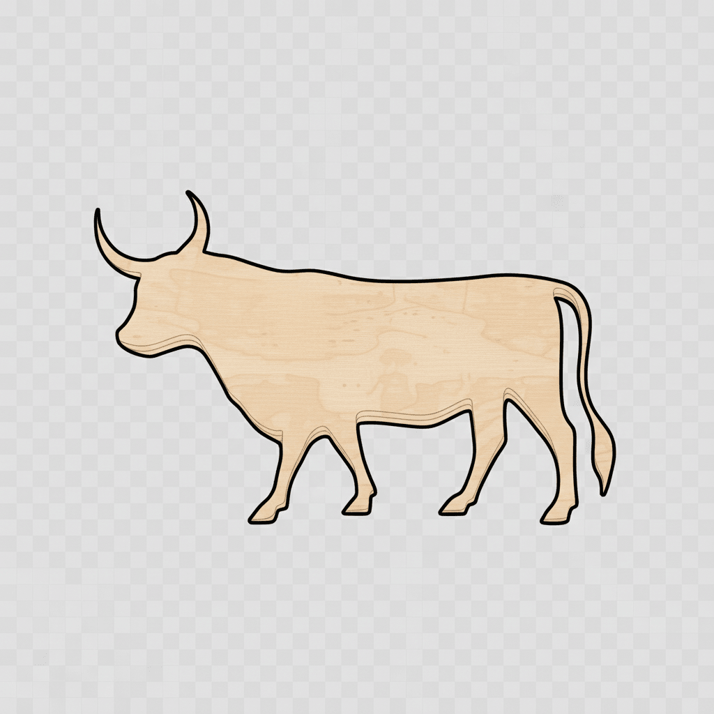 Wood Bull – DIY Wooden Bull Craft Up to 46" | Natural Wood Shapes Blank Door Hanger Wooden Cutout Cut Outs - Unfinished - NameSigns.com