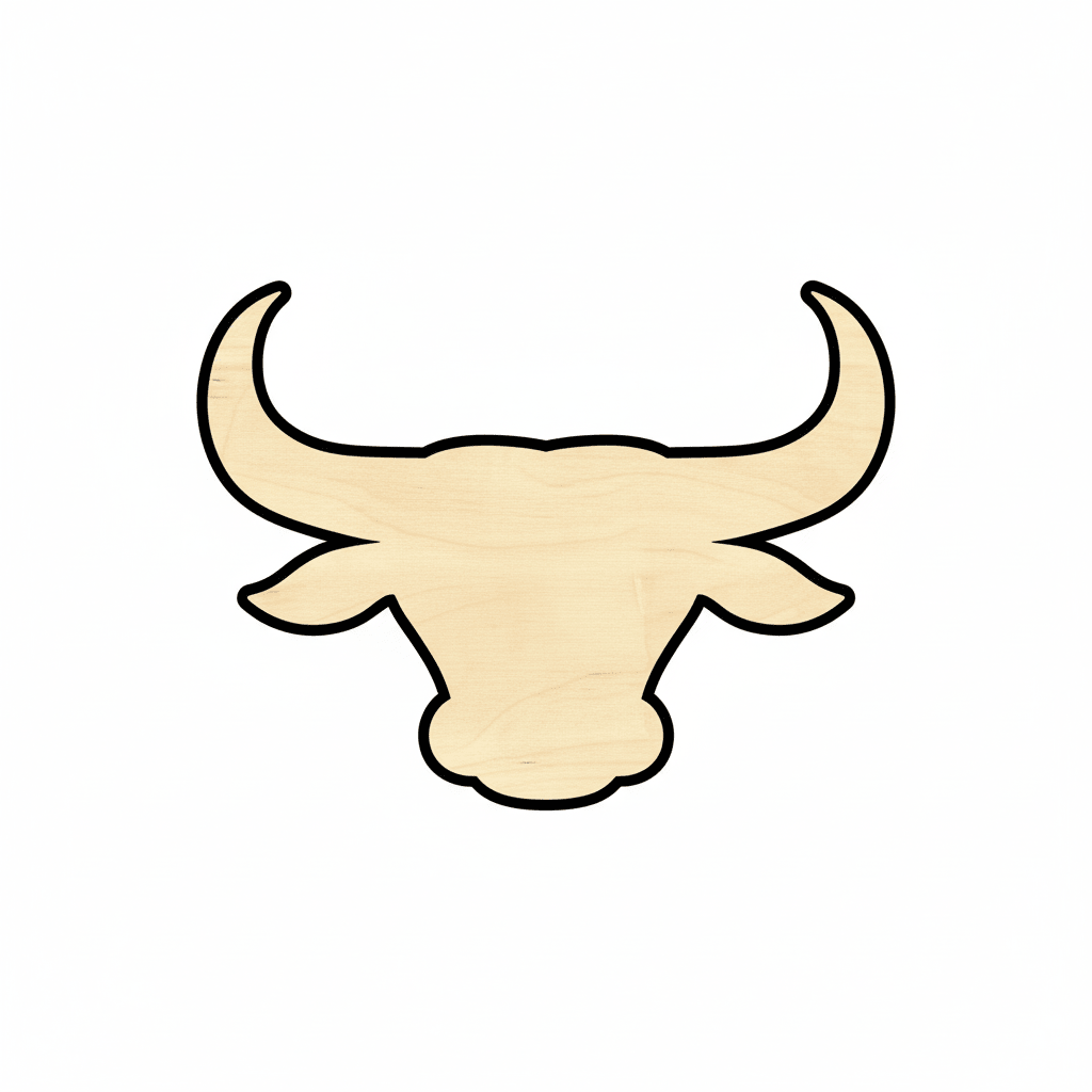 Wood Bull Head - Rustic DIY Craft Cutout | 46" Wall Decor Blank Door Hanger Wooden Cutout Cut Outs - Unfinished - NameSigns.com