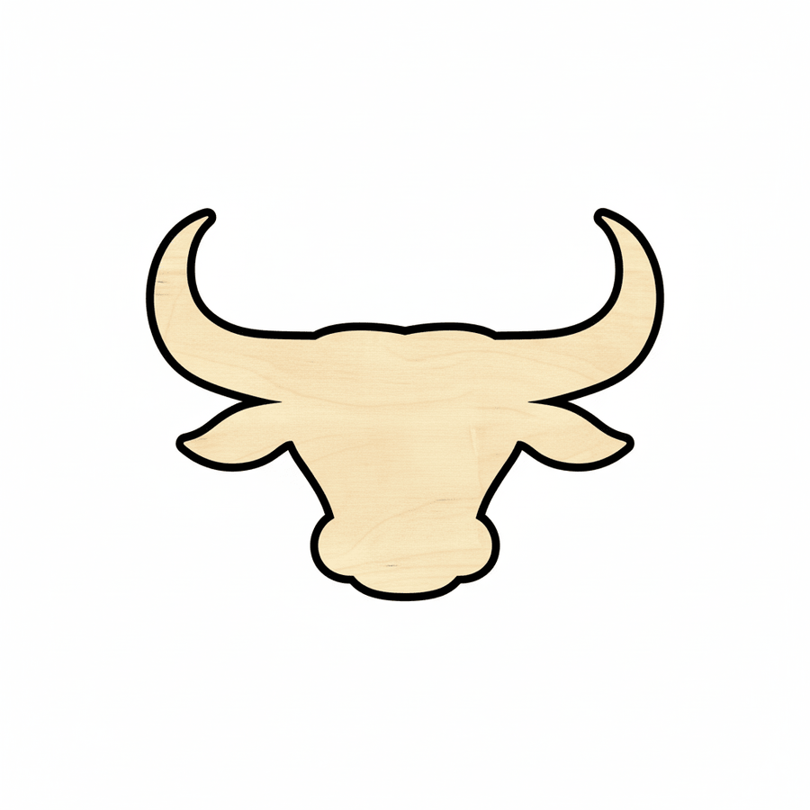 Wood Bull Head - Rustic DIY Craft Cutout | 46" Wall Decor Blank Door Hanger Wooden Cutout Cut Outs - Unfinished - NameSigns.com