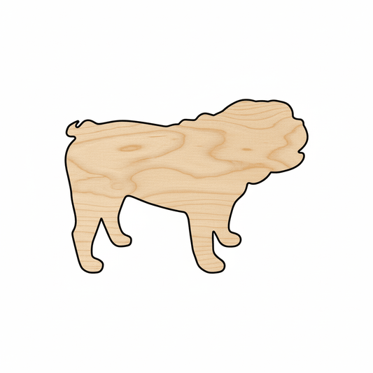 Wood Bulldog - Natural Wood Shapes For DIY Pet Crafts Up To 46" Blank Door Hanger Wooden Cutout Cut Outs - Unfinished - NameSigns.com