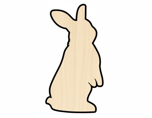 Wood Bunny - Baltic Birch Plywood Standing Bunny Decor | Easter Craft Supplies Blank Door Hanger Wooden Cutout Cut Outs - Unfinished - NameSigns.com