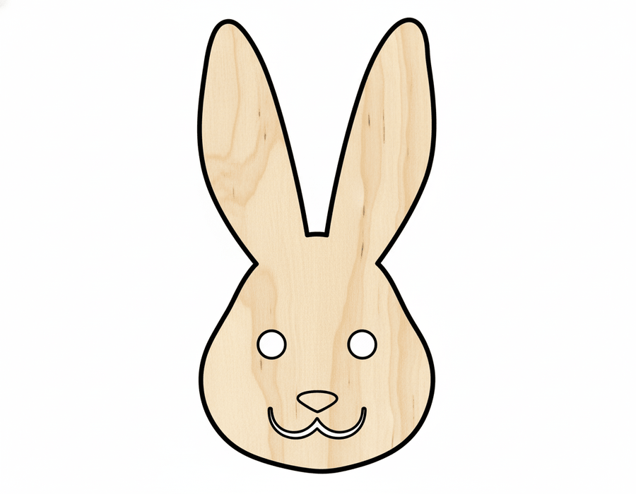 Wood Bunny | DIY Wooden Bunny Head Cutout Up to 46" - Natural Wood Craft Shapes Blank Door Hanger Wooden Cutout Cut Outs - Unfinished - NameSigns.com