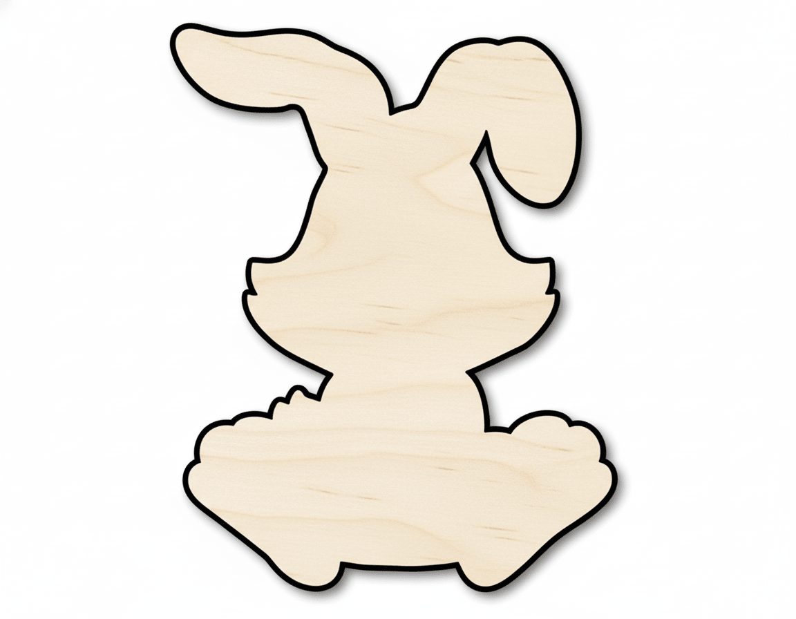 Wood Bunny - Large Wood Cutout | Birch Plywood Craft Decoration Blank Door Hanger Wooden Cutout Cut Outs - Unfinished - NameSigns.com