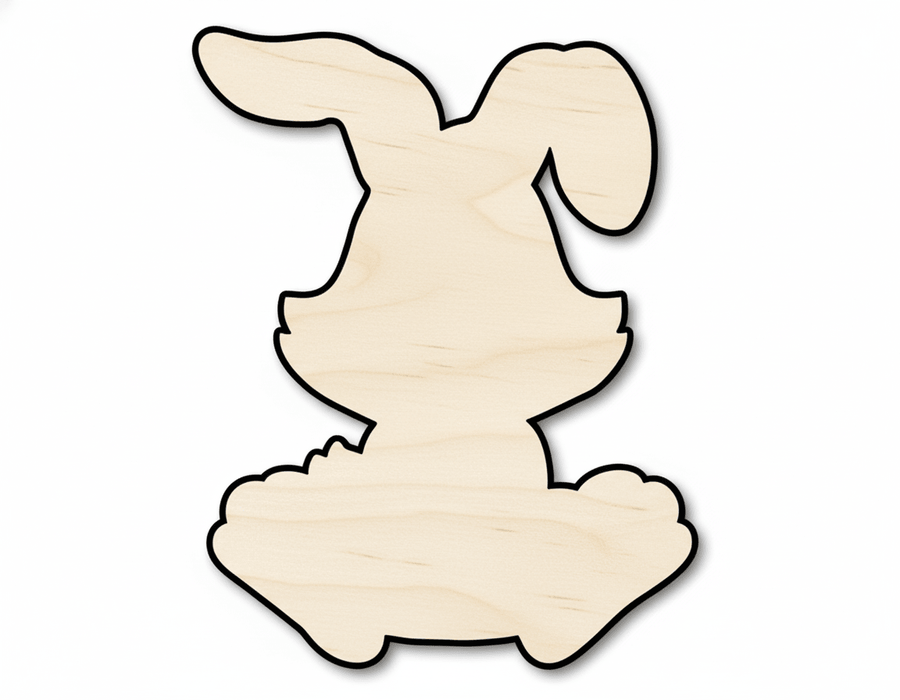 Wood Bunny - Large Wood Cutout | Birch Plywood Craft Decoration Blank Door Hanger Wooden Cutout Cut Outs - Unfinished - NameSigns.com