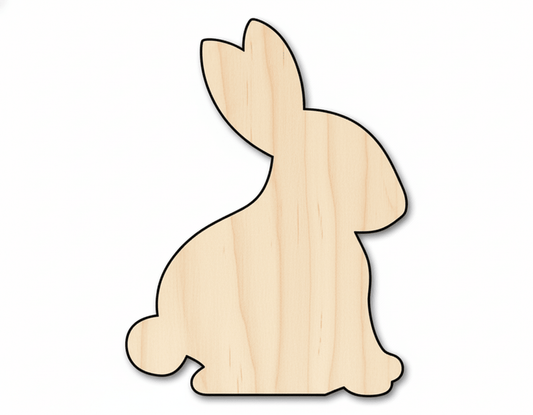 Wood Bunny – Laser Cut Baltic Birch Plywood Craft Shape for DIY Garden Decor Blank Door Hanger Wooden Cutout Cut Outs - Unfinished - NameSigns.com