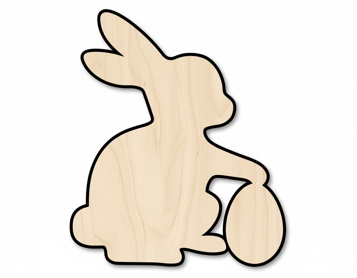 Wood Bunny – Laser Cut Birch Plywood Shape | DIY Wood Crafts Blank Door Hanger Wooden Cutout Cut Outs - Unfinished - NameSigns.com
