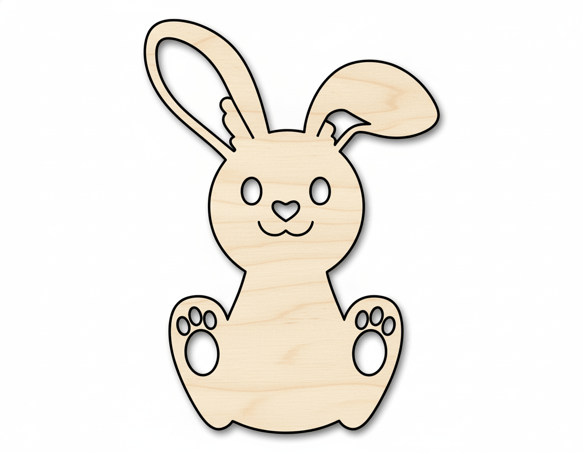 Wood Bunny | Natural Wood Cutout For DIY Kids Crafts & Spring Ideas Blank Door Hanger Wooden Cutout Cut Outs - Unfinished - NameSigns.com