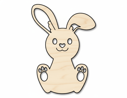 Wood Bunny | Natural Wood Cutout For DIY Kids Crafts & Spring Ideas Blank Door Hanger Wooden Cutout Cut Outs - Unfinished - NameSigns.com