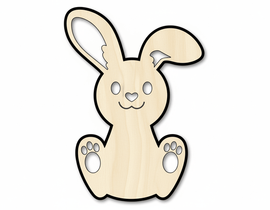 Wood Bunny – Paintable Wood Shape for Kids Easter Craft Project Blank Door Hanger Wooden Cutout Cut Outs - Unfinished - NameSigns.com