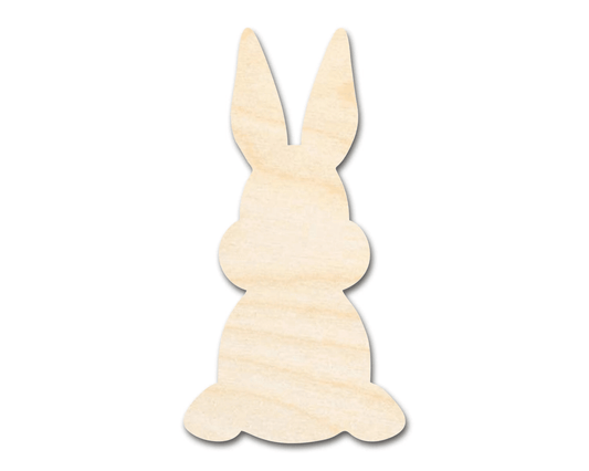 Wood Bunny – Paintable Wooden Craft Cutout | DIY Sitting Shape Blank Door Hanger Wooden Cutout Cut Outs - Unfinished - NameSigns.com