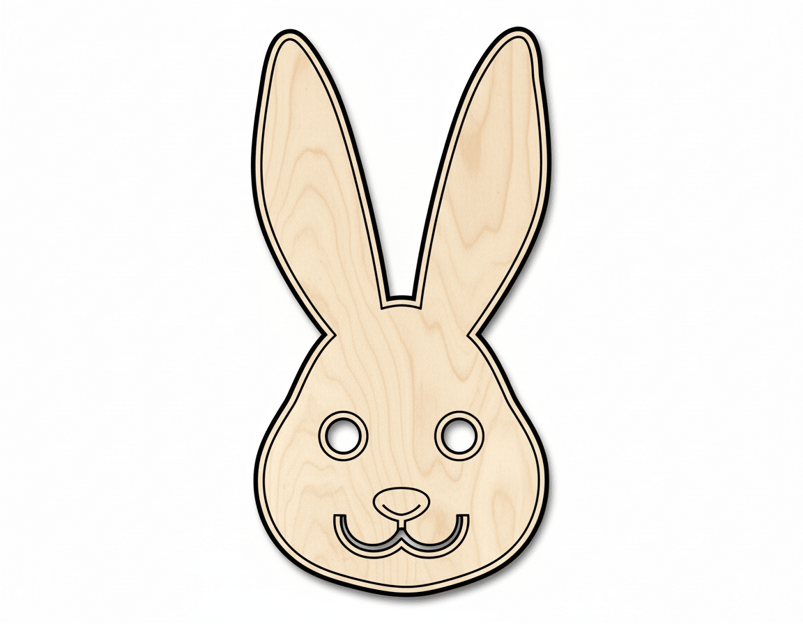Wood Bunny Shape – Laser Cut Baltic Birch Plywood Craft Project Supplies Blank Door Hanger Wooden Cutout Cut Outs - Unfinished - NameSigns.com