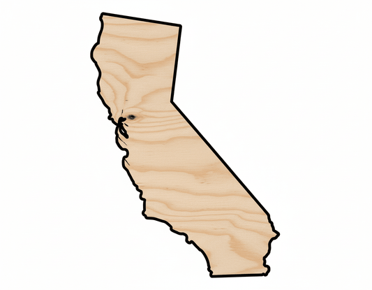 Wood California Outline Shape DIY Craft Cutout Blank Door Hanger Wooden Cutout Cut Outs - Unfinished - NameSigns.com