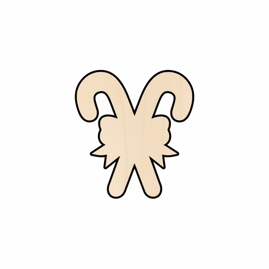 Wood Candy Cane – Laser Cut Wood Craft Shapes | DIY Ornament Blanks Blank Door Hanger Wooden Cutout Cut Outs - Unfinished - NameSigns.com