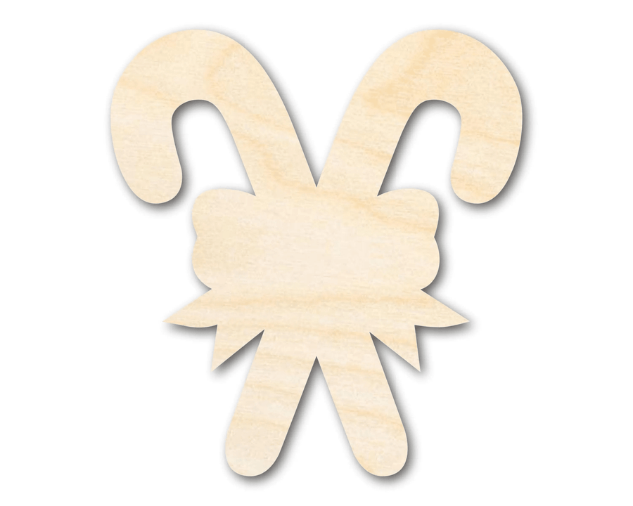 Wood Candy Cane – Paintable Wood Craft Cutout | DIY Holiday Ornament Blank Door Hanger Wooden Cutout Cut Outs - Unfinished - NameSigns.com