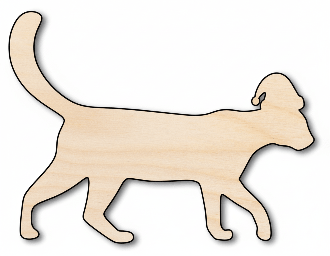 Wood Cat Cutout – Large Baltic Birch Plywood Paintable Wood Figure Blank Door Hanger Wooden Cutout Cut Outs - Unfinished - NameSigns.com