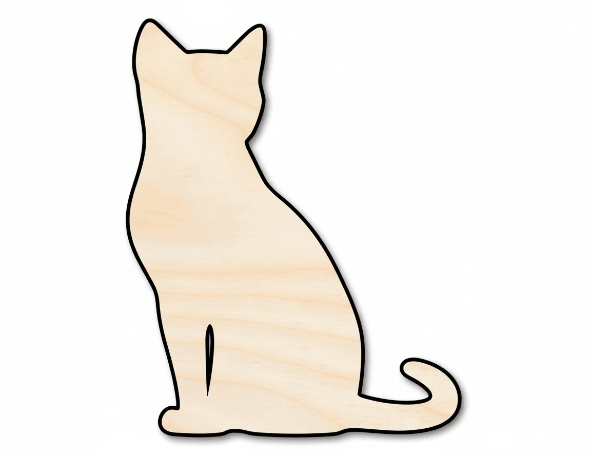 Wood Cat Cutout – Paintable Wood Craft Shapes for DIY Projects Blank Door Hanger Wooden Cutout Cut Outs - Unfinished - NameSigns.com
