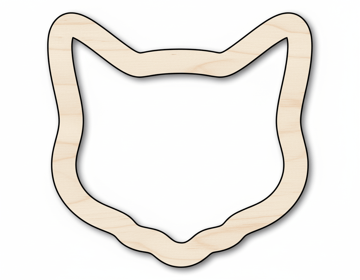 Wood Cat Head Outline Shape DIY Craft Cutout Blank Door Hanger Wooden Cutout Cut Outs - Unfinished - NameSigns.com