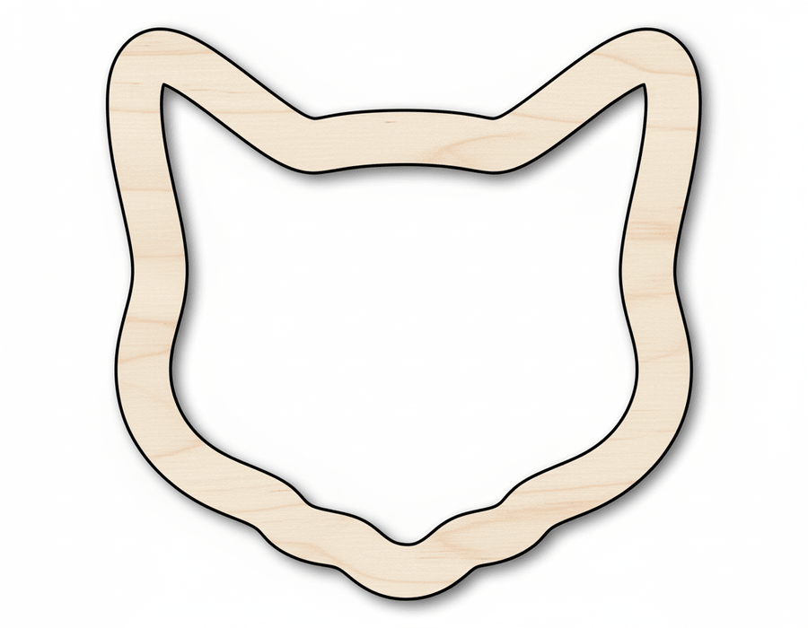 Wood Cat Head Outline Shape DIY Craft Cutout Blank Door Hanger Wooden Cutout Cut Outs - Unfinished - NameSigns.com