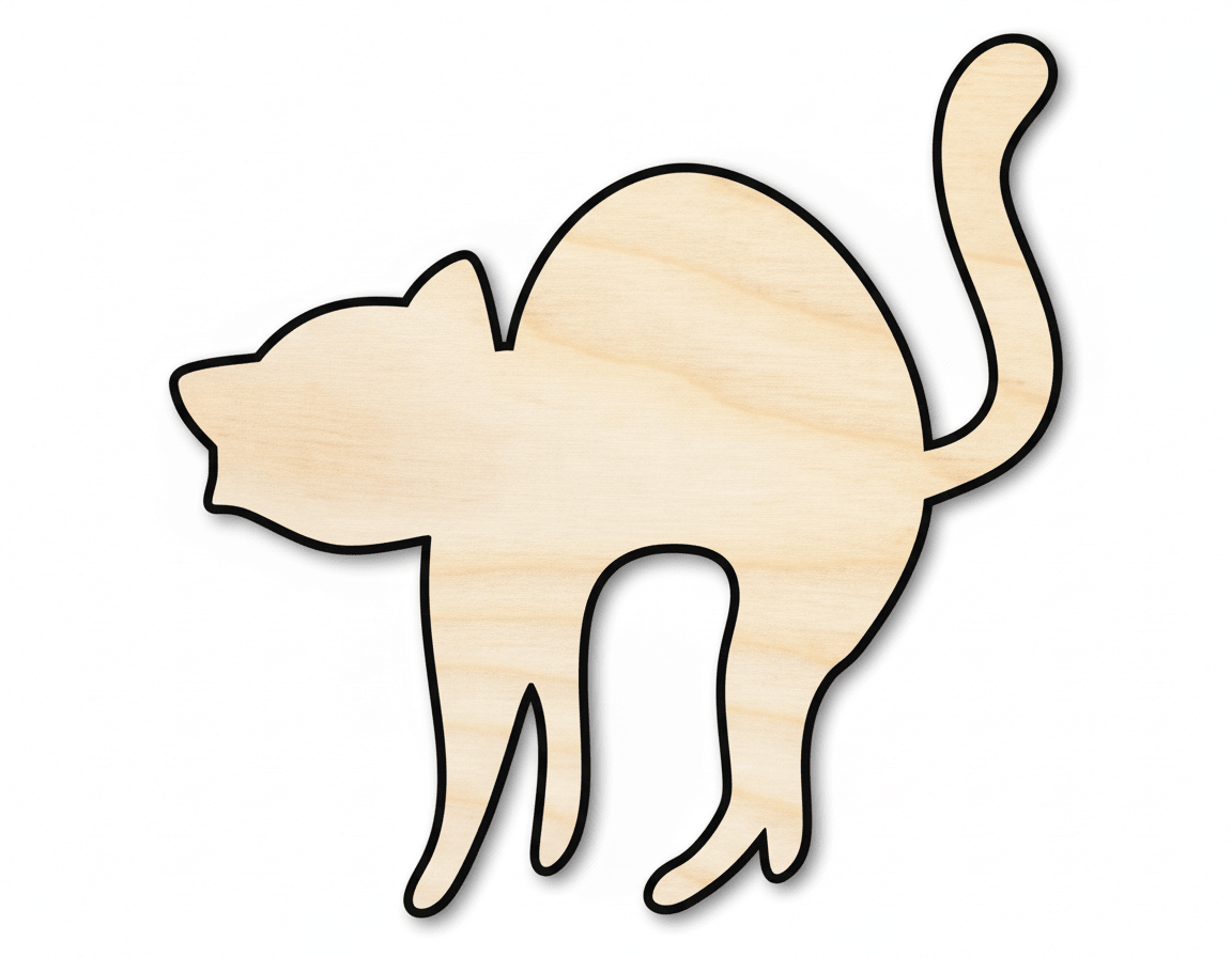 Wood Cat Shape – Arch Cat Silhouette for DIY Wood Craft Projects Blank Door Hanger Wooden Cutout Cut Outs - Unfinished - NameSigns.com