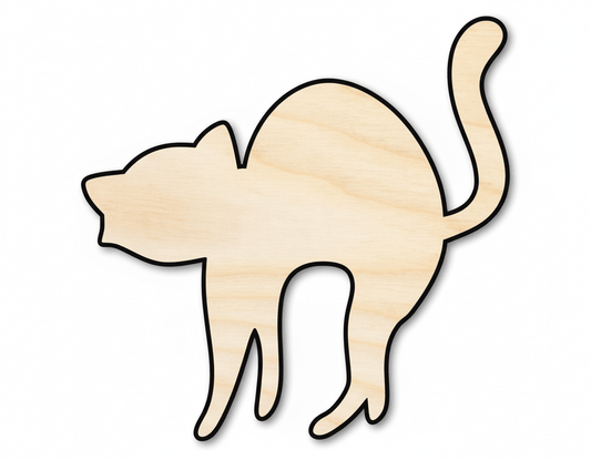 Wood Cat Shape – Arch Cat Silhouette for DIY Wood Craft Projects Blank Door Hanger Wooden Cutout Cut Outs - Unfinished - NameSigns.com