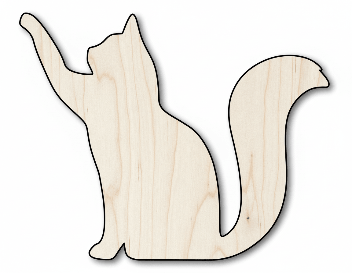 Wood Cat Shape – DIY Wooden Cat Silhouette Craft in Baltic Birch Plywood Blank Door Hanger Wooden Cutout Cut Outs - Unfinished - NameSigns.com