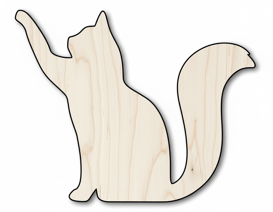 Wood Cat Shape – DIY Wooden Cat Silhouette Craft in Baltic Birch Plywood Blank Door Hanger Wooden Cutout Cut Outs - Unfinished - NameSigns.com